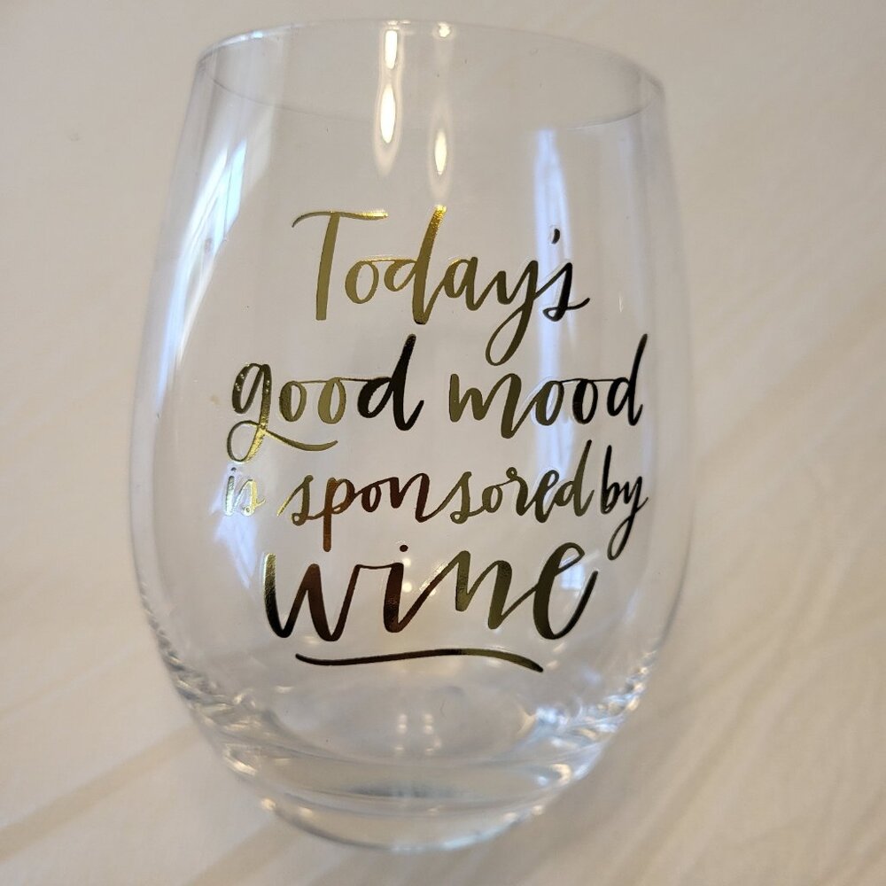 Wine Glass Good Mood Sponsored By Wine Kitschy Gift Fun Mom Girlfriend Present